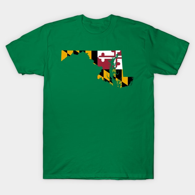 Maryland Flag Map T-Shirt by Historia